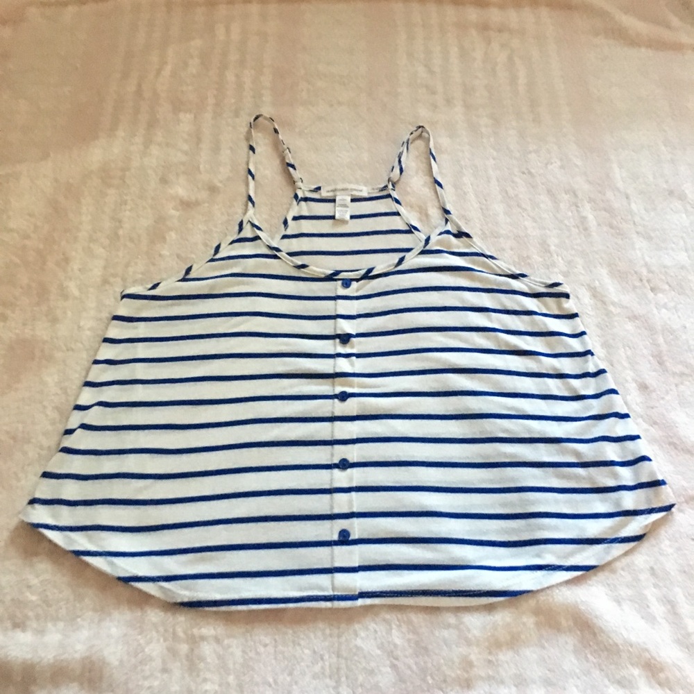 Soft and flowy dark blue striped tank top